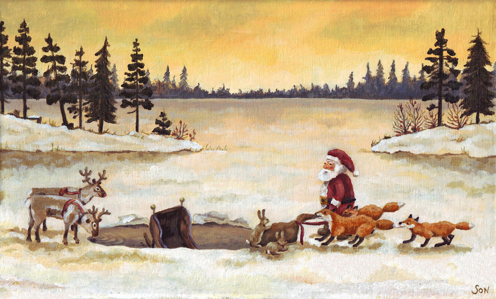 "santa claus christmas painting"