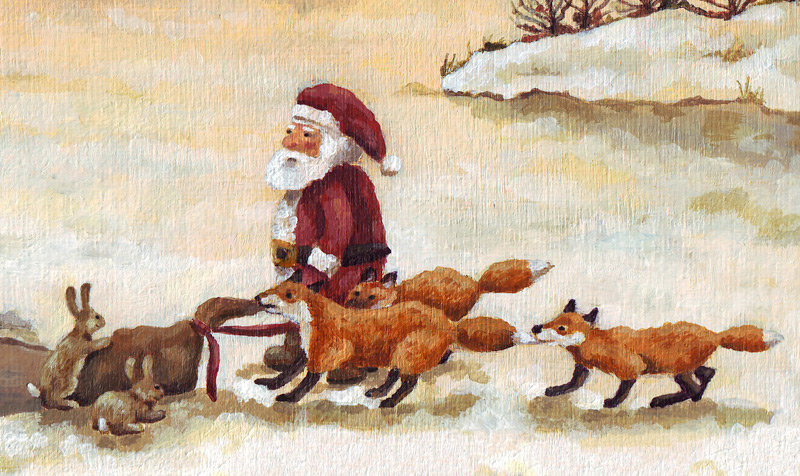 "santa clause foxes and rabbits, de kerstman"