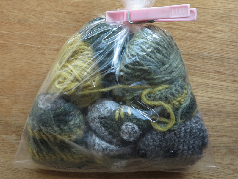 Project-on-hold crochet in a bag