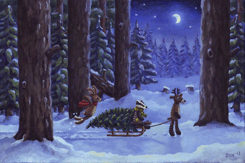 Son's Popkes illustration, christmas illustration