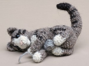 playful crochet cat